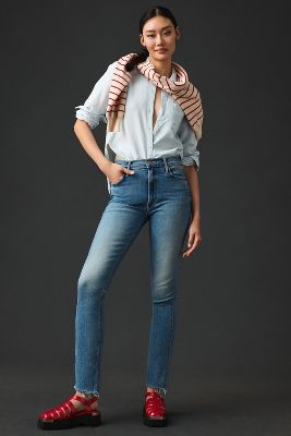 Mother The Dazzler Mid-rise Straight Jeans In Blue