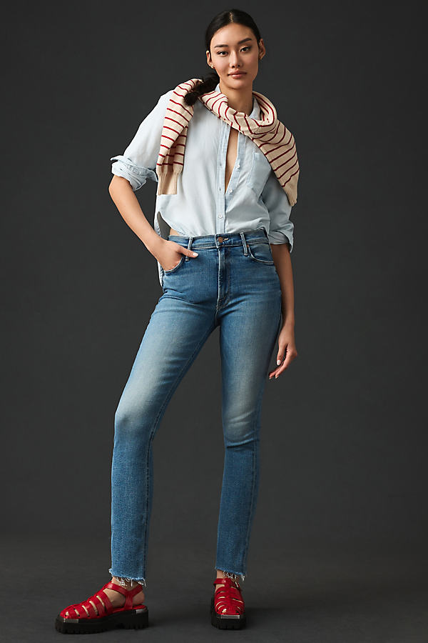Mother The Dazzler Mid-rise Straight Jeans In Blue