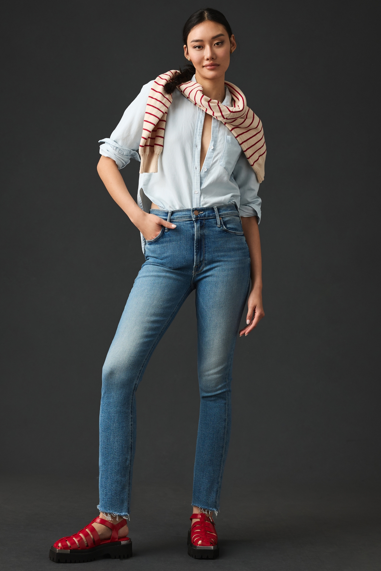 MOTHER The Dazzler Mid-Rise Straight Jeans