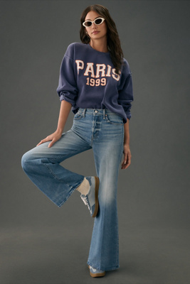 Mother The Ditcher Roller Sneak Jeans In Blue