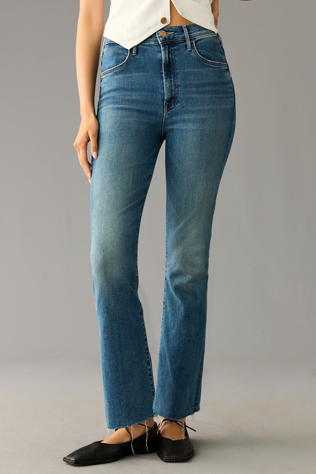 MOTHER The Hustler High-Rise Ankle Fray Jeans