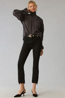 MOTHER The Insider Mid-Rise Crop Step Fray Jeans | Anthropologie