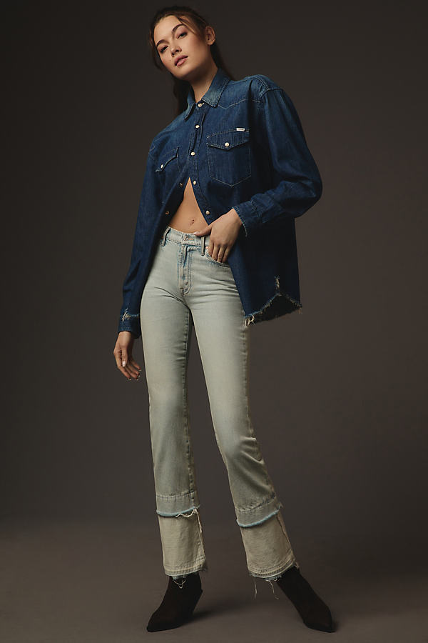 Mother The Insider Double Double Hover Jeans In Blue