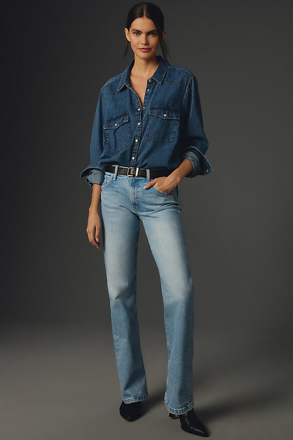 Shop Mother The Smarty Pants Straight-leg Jeans In Blue