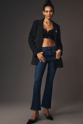 Mother The Hustler High-rise Ankle Fray Jeans In Blue