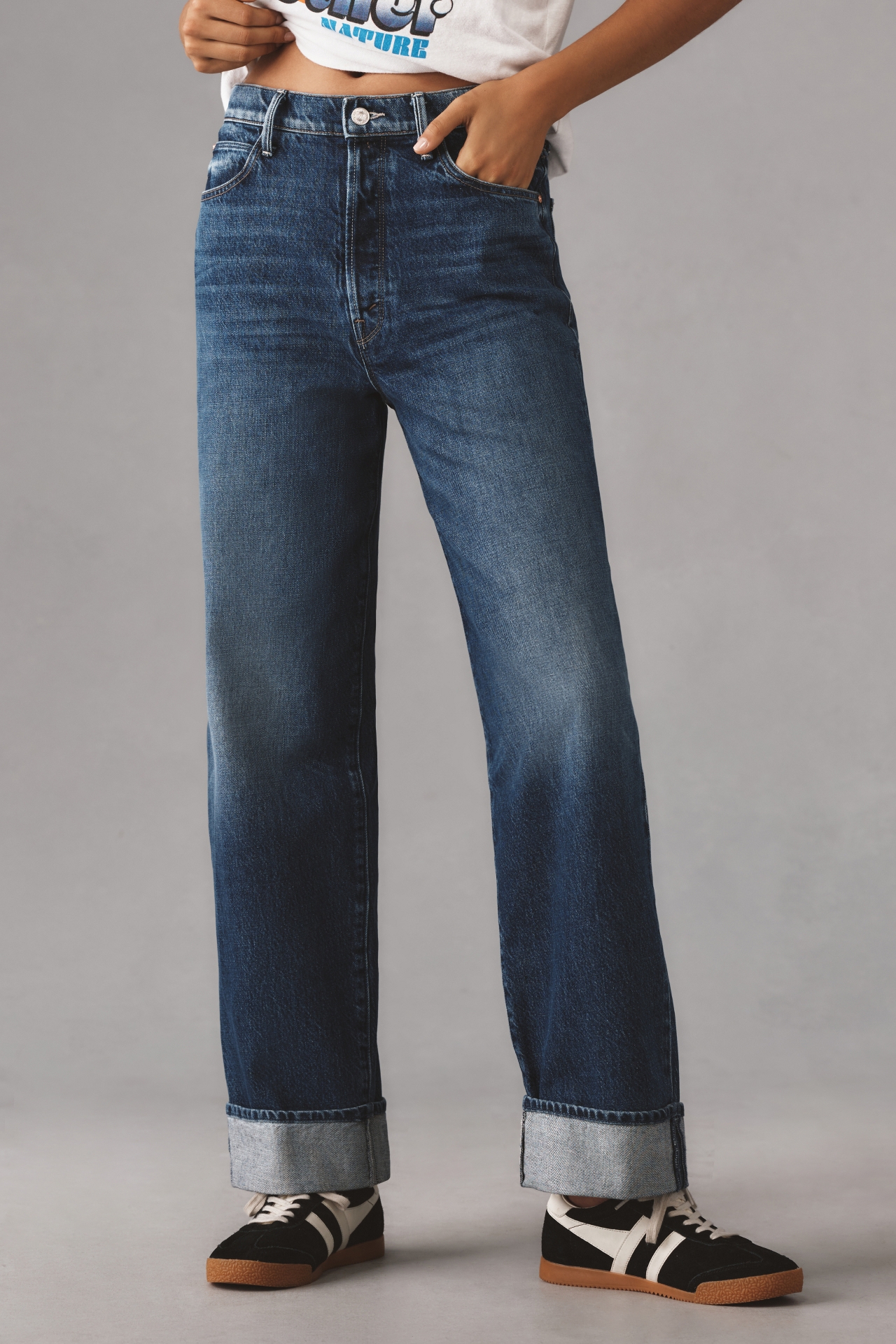 MOTHER Spitfire Nerdy Cuff High-Rise Relaxed-Leg Jeans