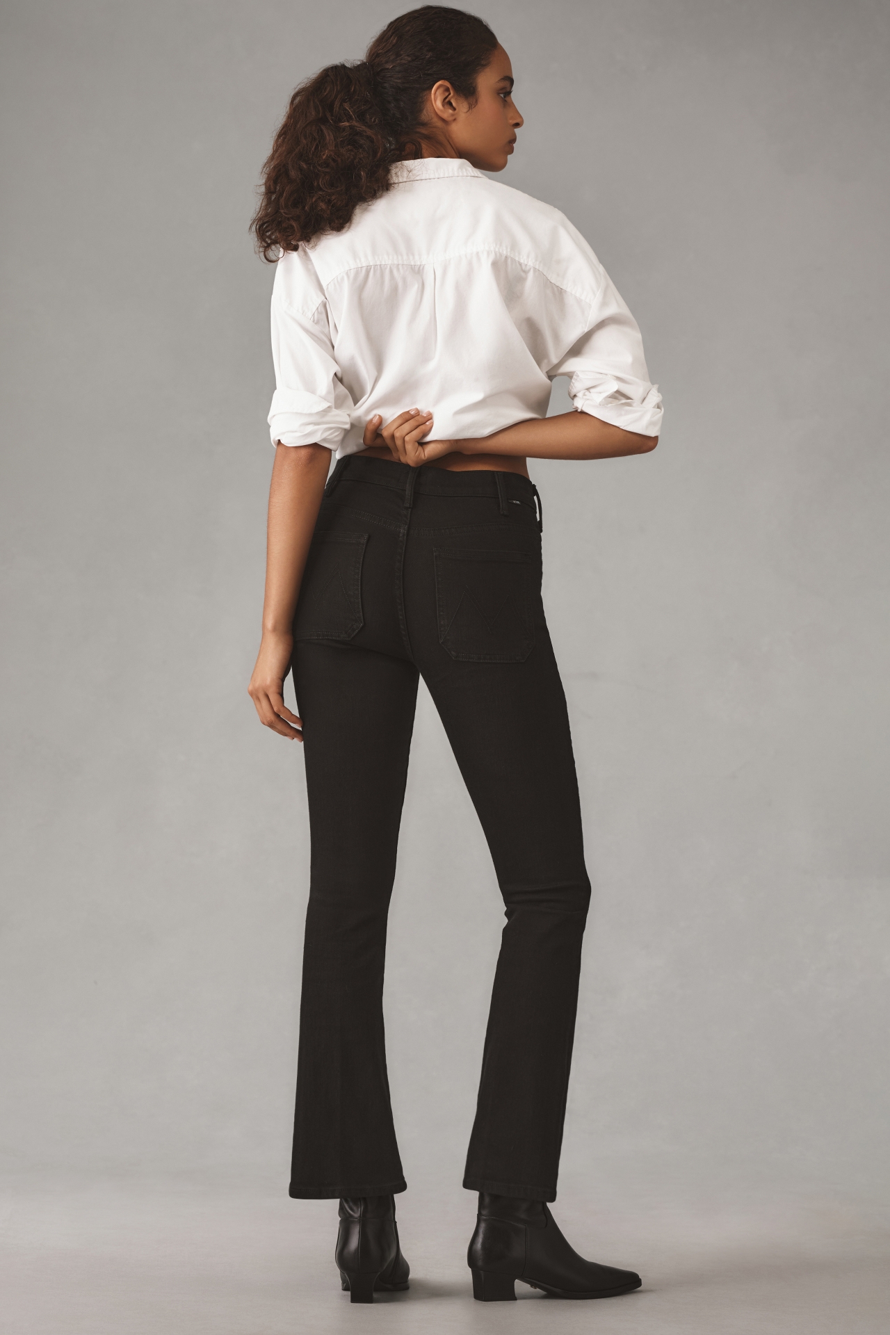 MOTHER Patch Pocket Insider Ankle Mid-Rise Crop Flare Jeans