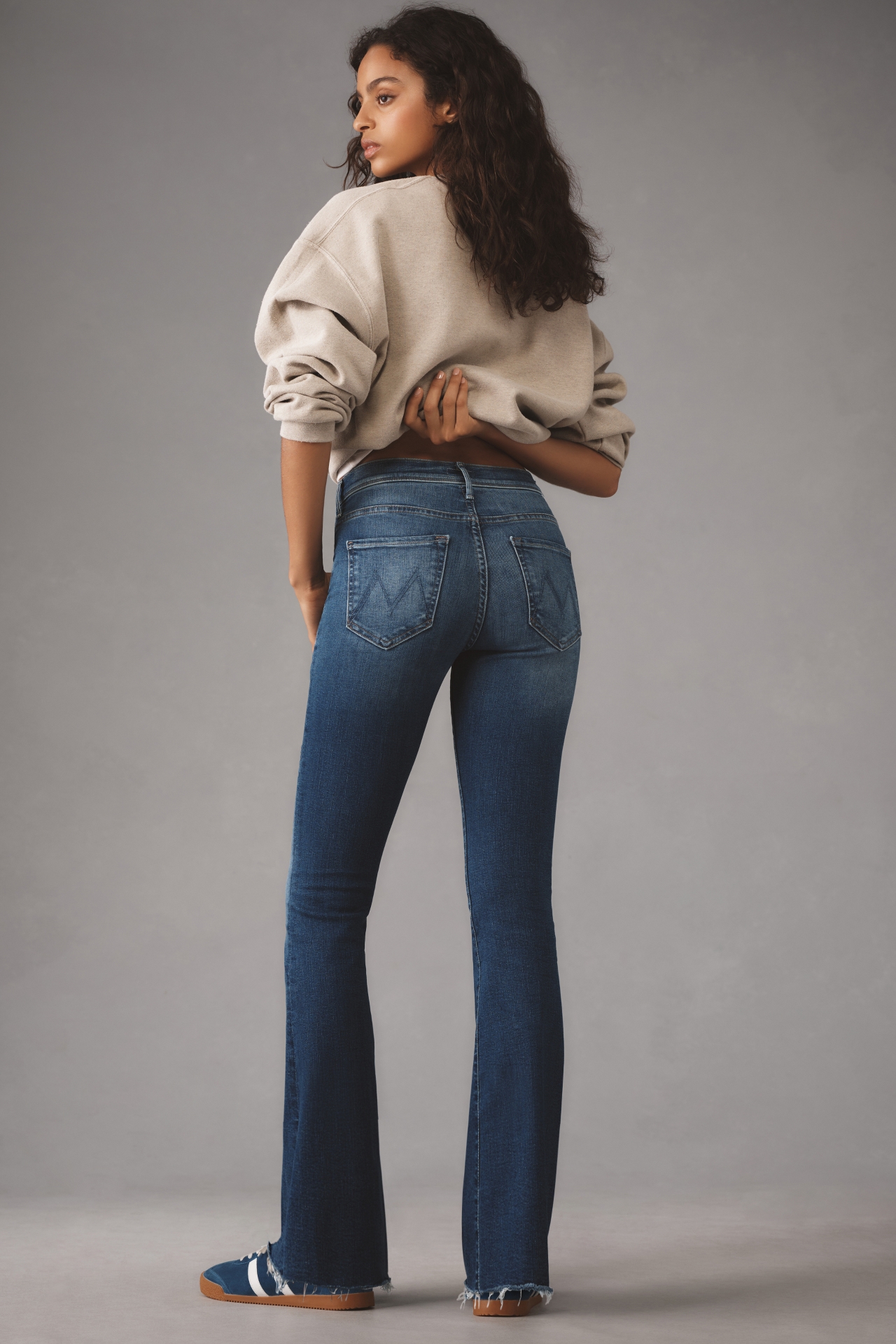 MOTHER Cruiser Sneak Straight Mid-Rise Fray Jeans