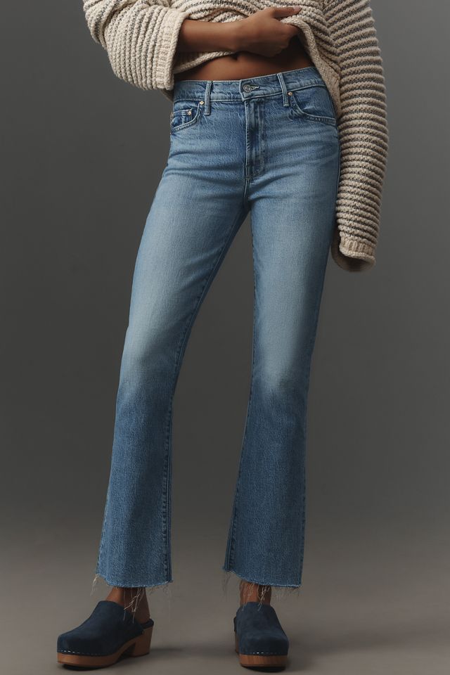 MOTHER Outsider Flood Fray High-Rise Crop Flare Jeans #1