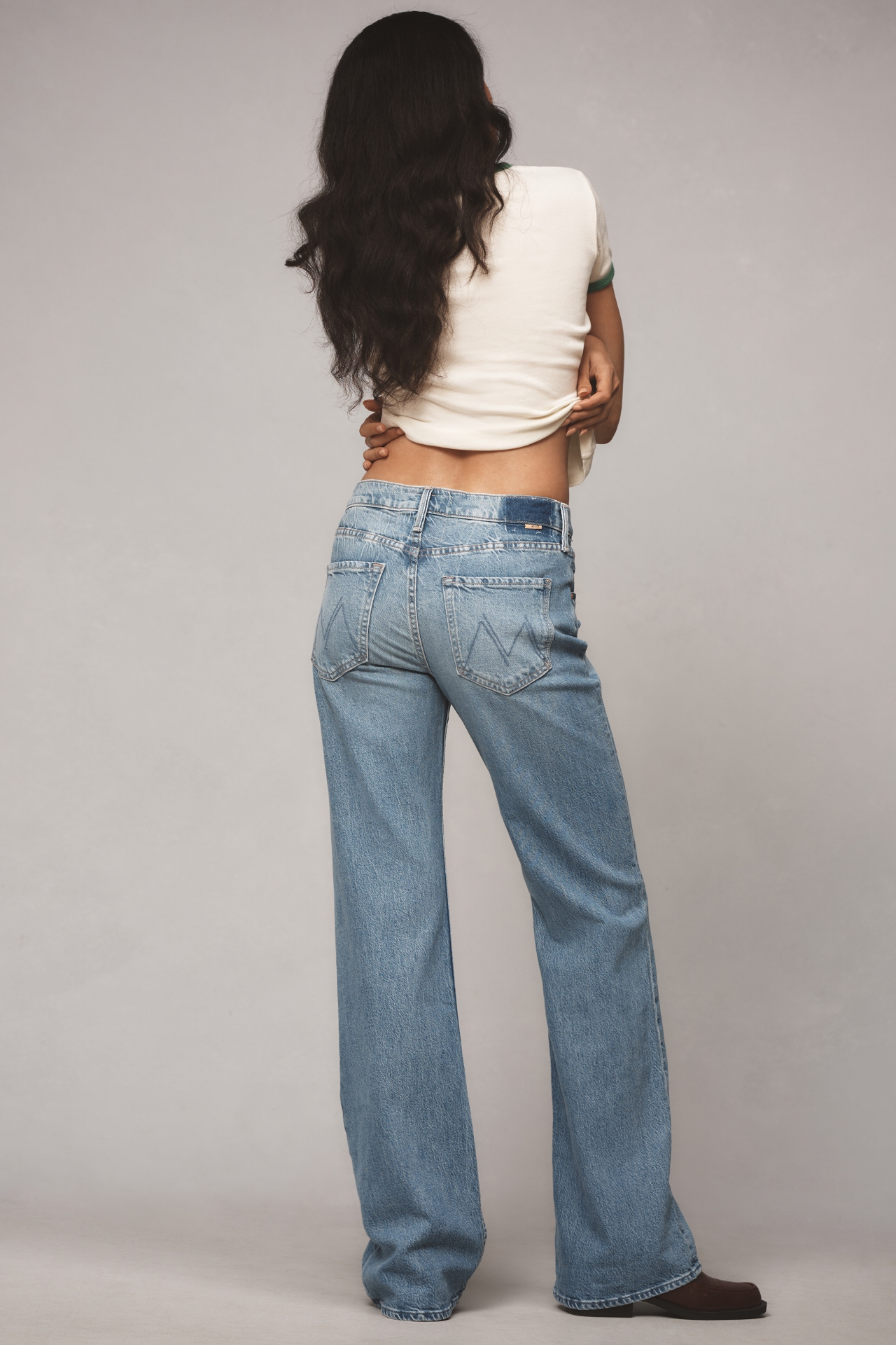 MOTHER Bookie Heel High-Rise Straight-Leg Jeans