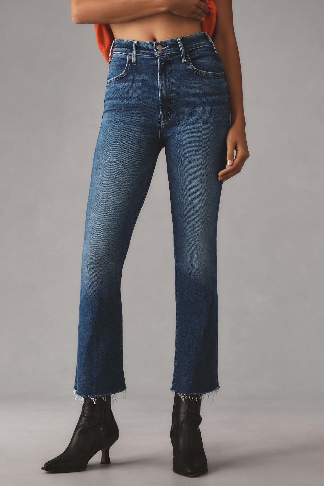 MOTHER Hustler High-Rise Crop Flare Jeans