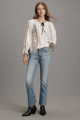 MOTHER x Anthropologie The Insider Mid-Rise Ankle shops Jeans In Bloom And Doom Wash