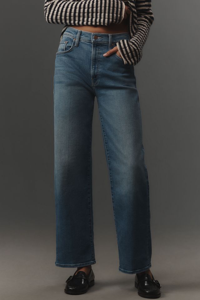 Mother Denim Rambler Zip Flood Straight Leg Jean- Out of The Blue