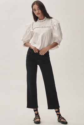 Anthropologie Mother The Lil' Rambler Mid-rise Zip Ankle Jeans In Grey