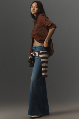 Mother The Roller Fray High-rise Wide-leg Jeans In Blue