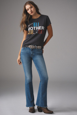 Shop Mother The Weekender Mid-rise Flare Jeans In Blue