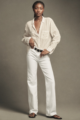 Mother The Kick It High-rise Straight-leg Jeans In White
