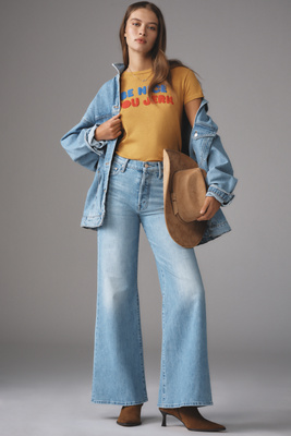 Mother The Tomcat Roller Skimp High-rise Wide-leg Jeans In Blue