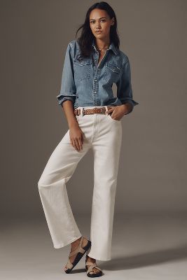 MOTHER SNACKS! High-Rise Double-Stack Ankle Jeans