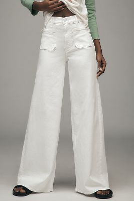 Shop Mother The Undercover Sneak Patch Pocket High-rise Wide-leg Jeans In White