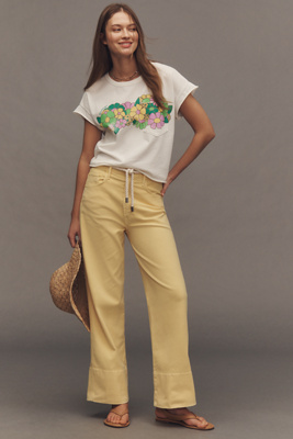 Shop Mother The Maven High-rise Wide-leg Jeans In Yellow