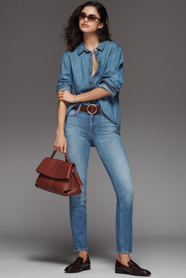 Mother Mid-rise Dazzler Ankle Fray New Sheriff In Town Straight Jean In Blue