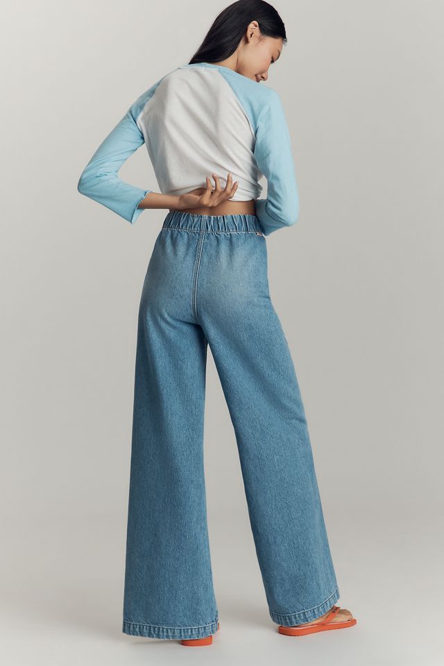 MOTHER The Kitchen Drawer Skimp Pull-On High-Rise Wide-Leg Jeans #3