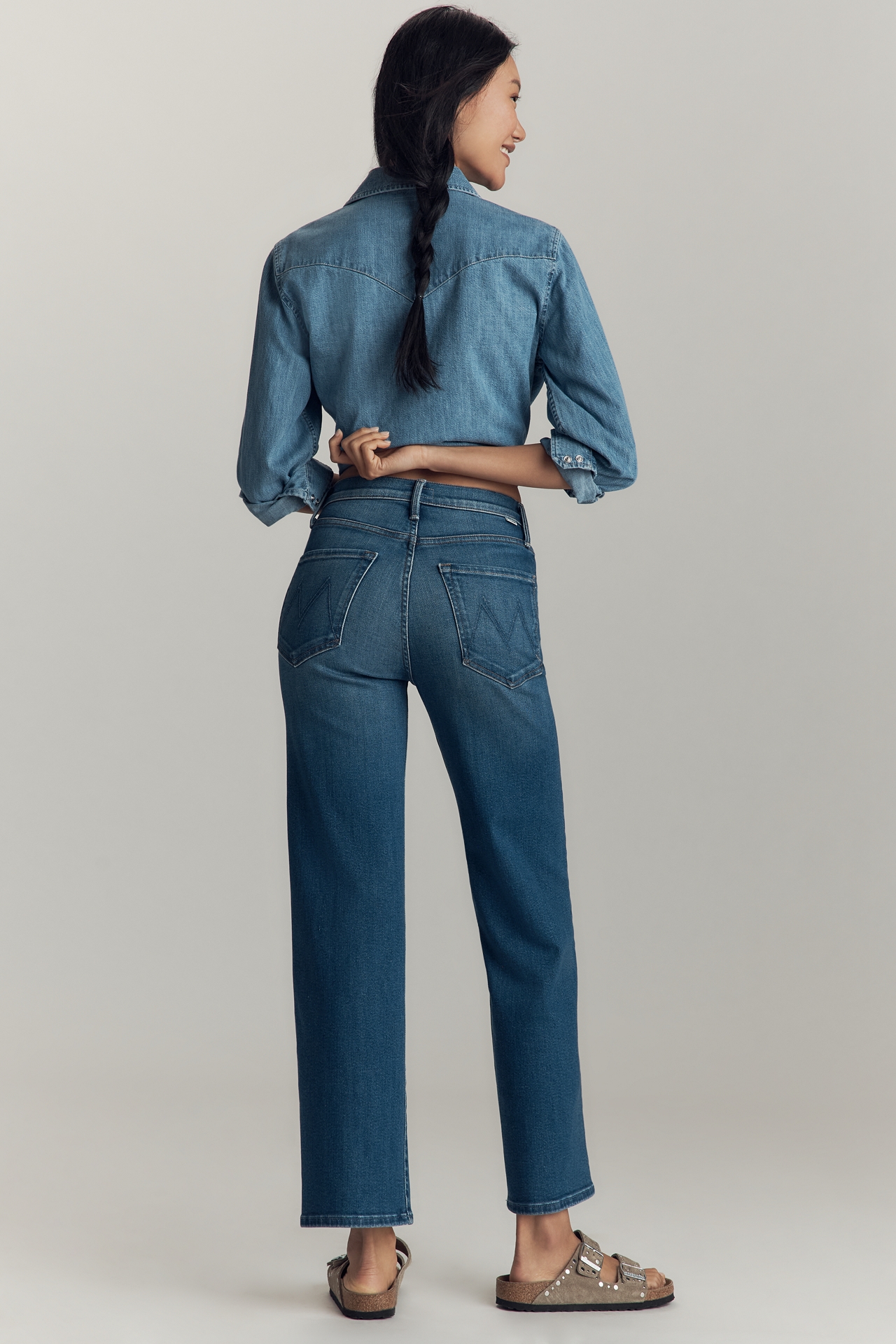 Mother The Rambler Zip Flood High-Rise Wide-Leg Jeans