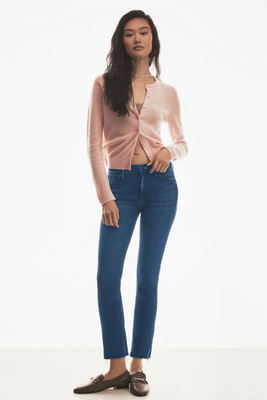 Mother The Dazzler Mid-rise Ankle Straight-leg Jeans In Black