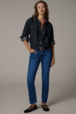 MOTHER The Dazzler Mid-Rise Ankle Straight-Leg Jeans