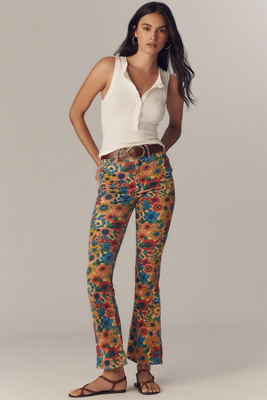 Mother The Weekender Skimp Mid-rise Flare Jeans In Brown
