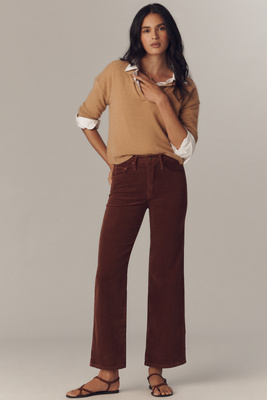 Mother The Maven Corduroy Ankle High-rise Wide-leg Jeans In Brown