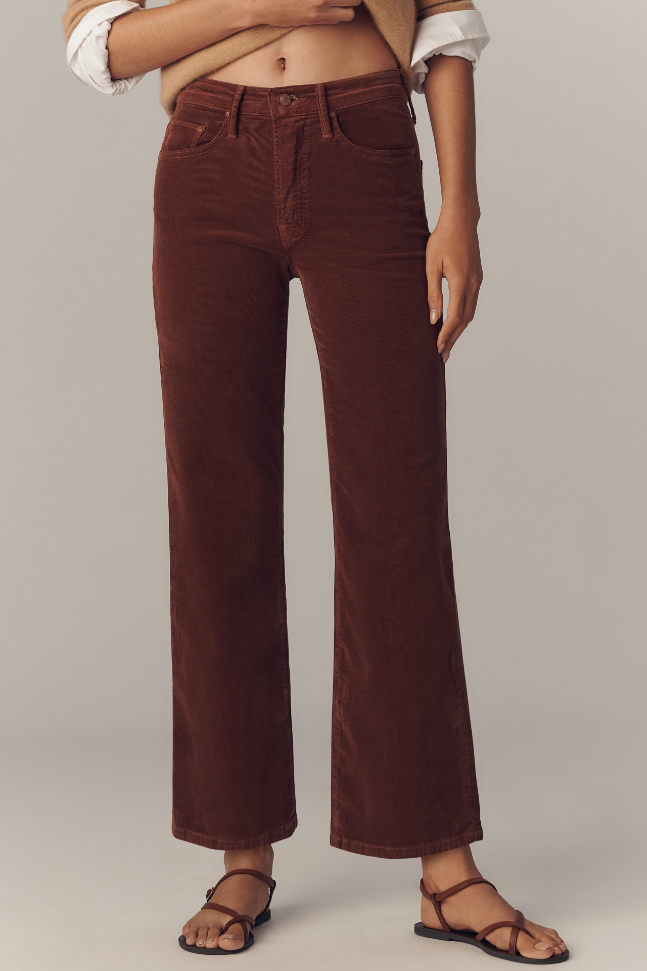 MOTHER The Maven Corduroy Ankle High-Rise Wide-Leg Jeans