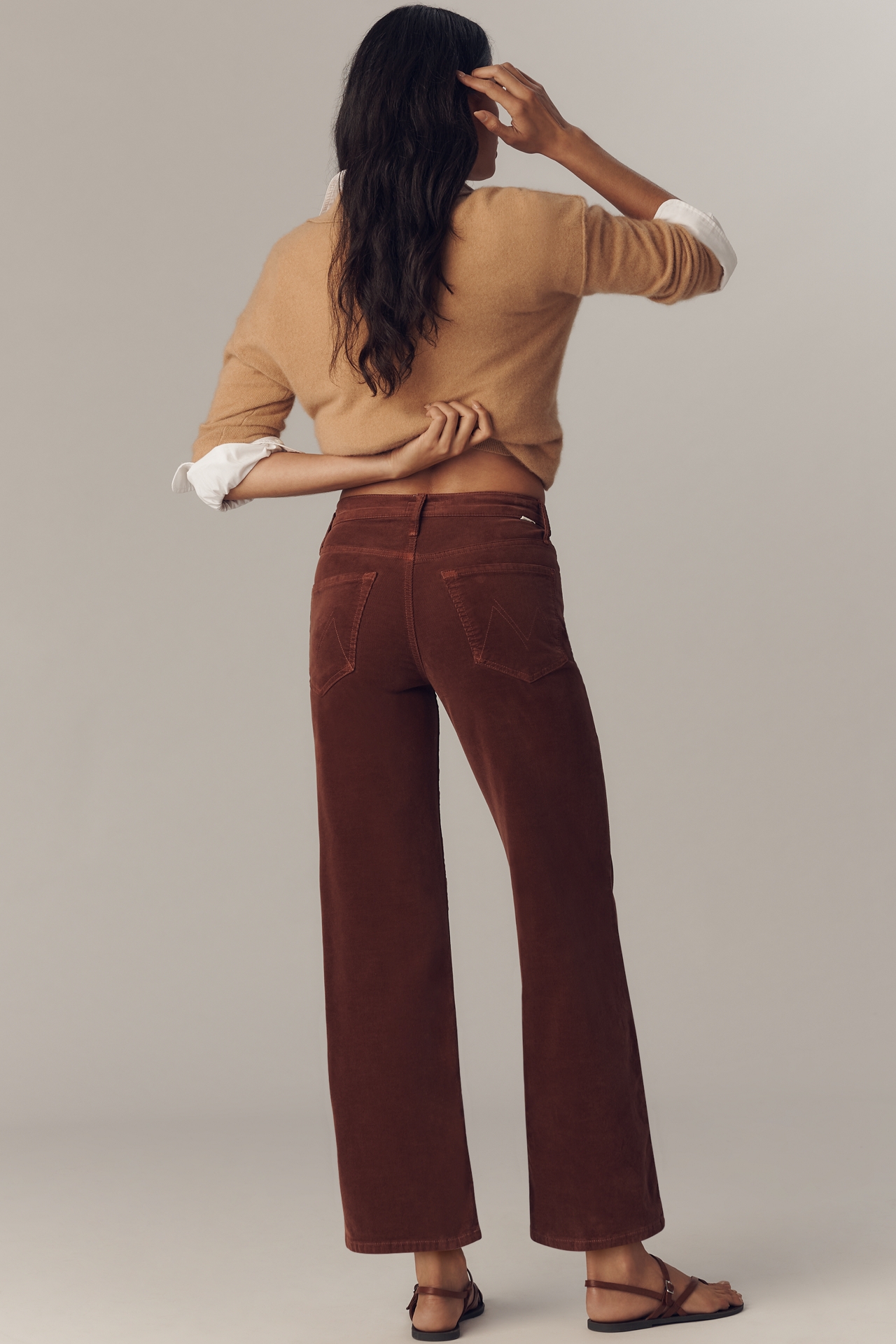 MOTHER The Maven Corduroy Ankle High-Rise Wide-Leg Jeans