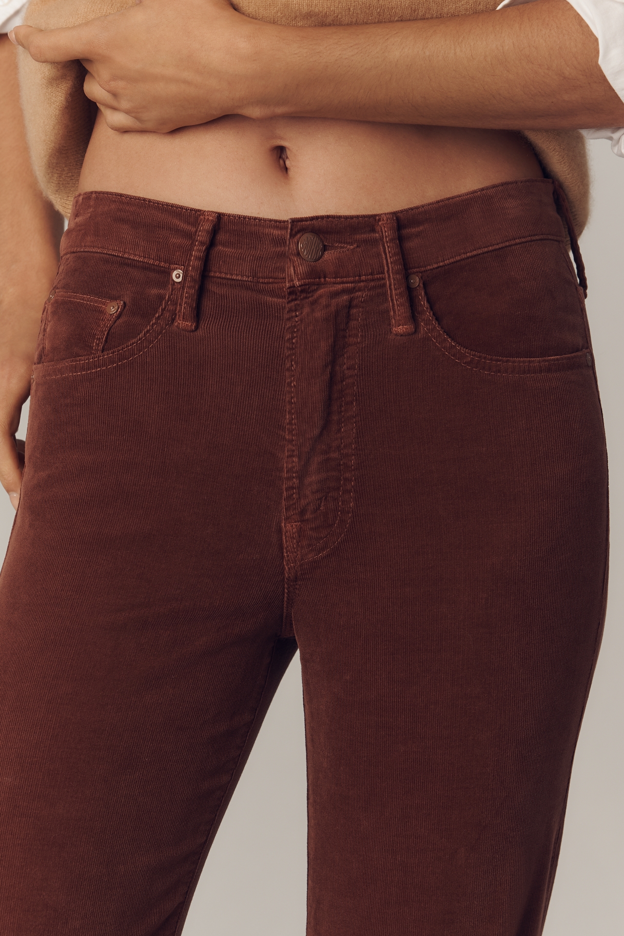 MOTHER The Maven Corduroy Ankle High-Rise Wide-Leg Jeans