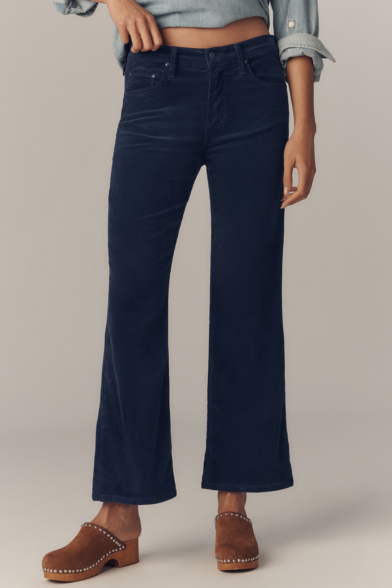 MOTHER The Bookie Flood Corduroy High-Rise Bootcut Jeans