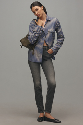 Mother The Dazzler Hover Mid-rise Straight Jeans In Gray