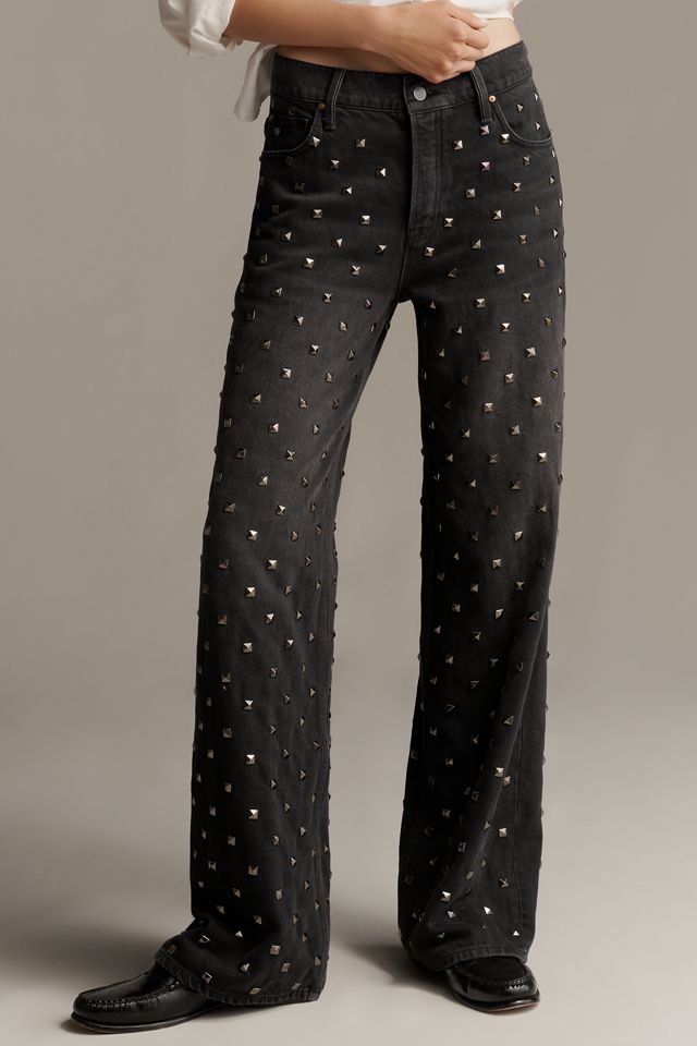 MOTHER The Studded Smoothie Sneak Mid-Rise Straight Jeans #1