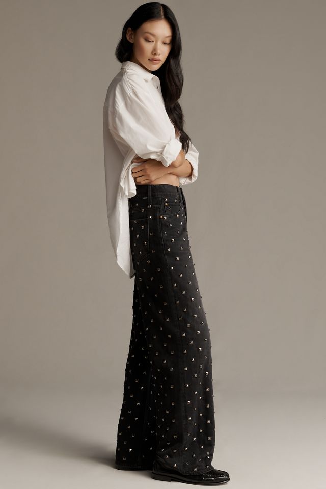 MOTHER The Studded Smoothie Sneak Mid-Rise Straight Jeans #2