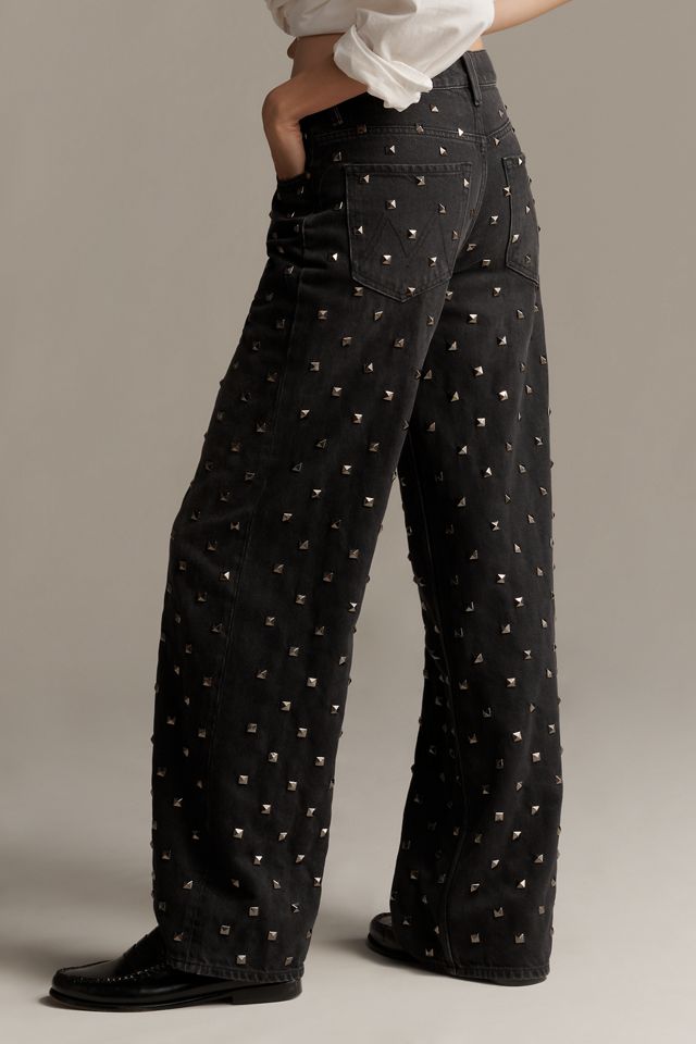MOTHER The Studded Smoothie Sneak Mid-Rise Straight Jeans #4