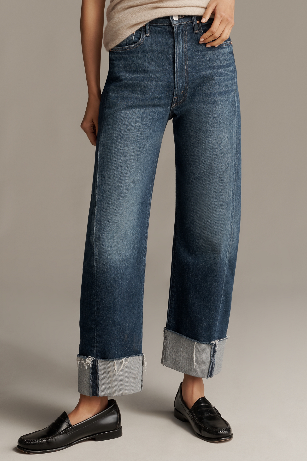 MOTHER The Half Pipe Ankle Cuffed Fray Jeans