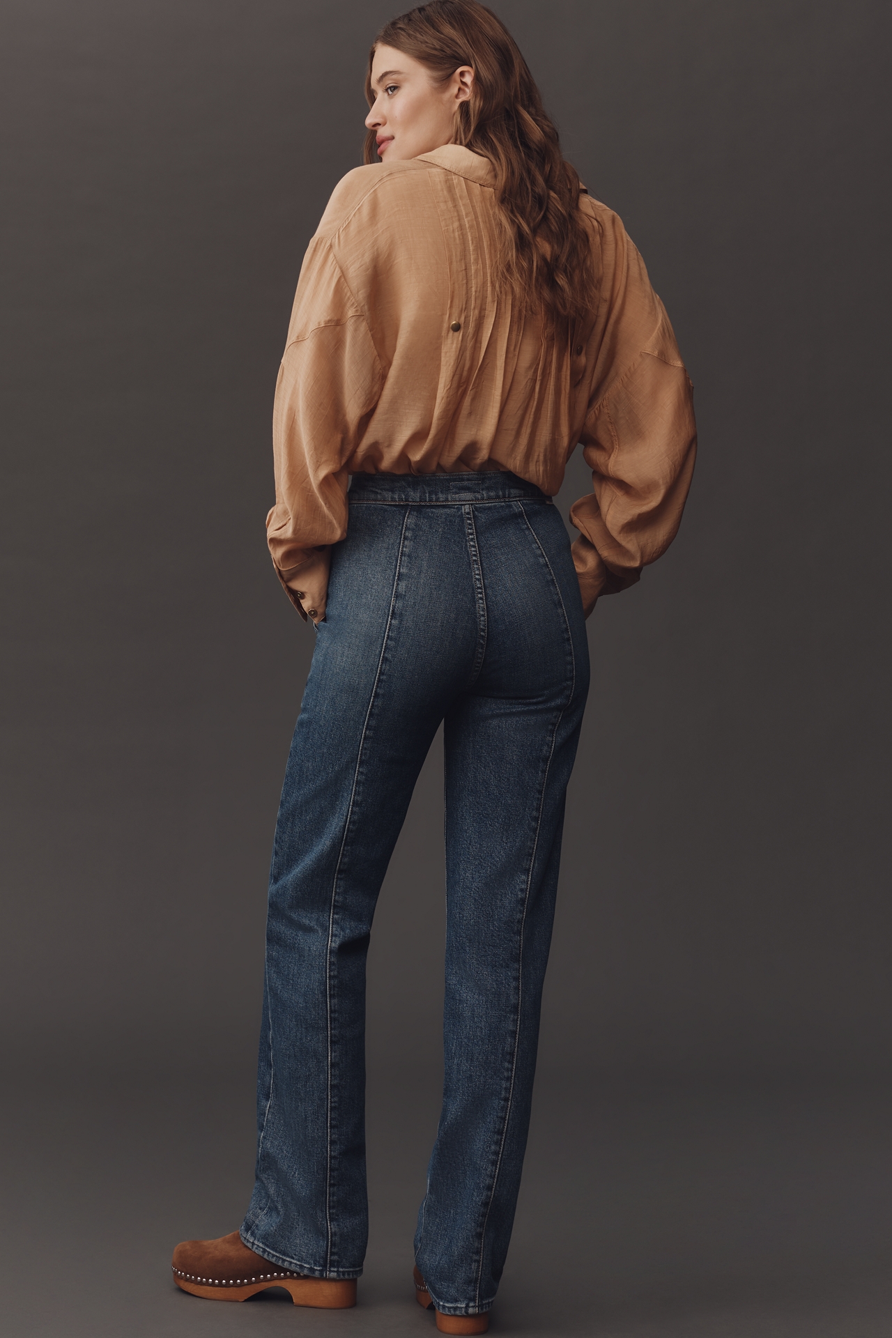 MOTHER The Riveter Rambler Zip Sneak High-Rise Straight Jeans