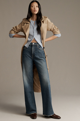 Mother The Lasso Sneak High-rise Wide-leg Jeans In Blue