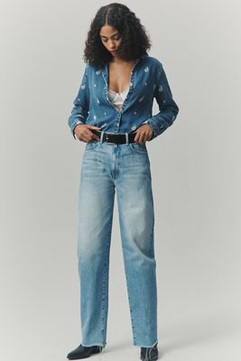 MOTHER The Fangirl Hover Fray Mid-Rise Tapered Jeans