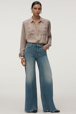 MOTHER The Tomcat Swisher Sneak High-Rise Wide-Leg Jeans