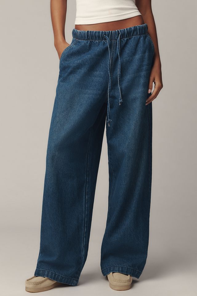 MOTHER The Buffet Nerdy High-Rise Wide-Leg Drawstring Jeans #1