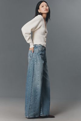 MOTHER Pipe Dream Button Sneak High-Rise Wide-Leg Jeans