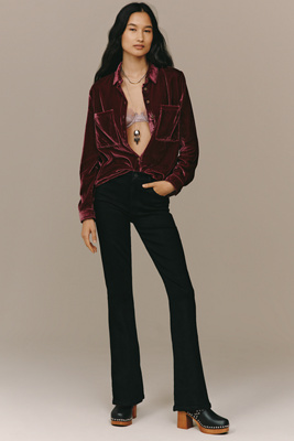 Mother The Weekender Mid-rise Flare Jeans In Black