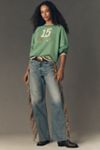 MOTHER Fringe Half Pipe Button Sneak High-Rise Wide-Leg Jeans