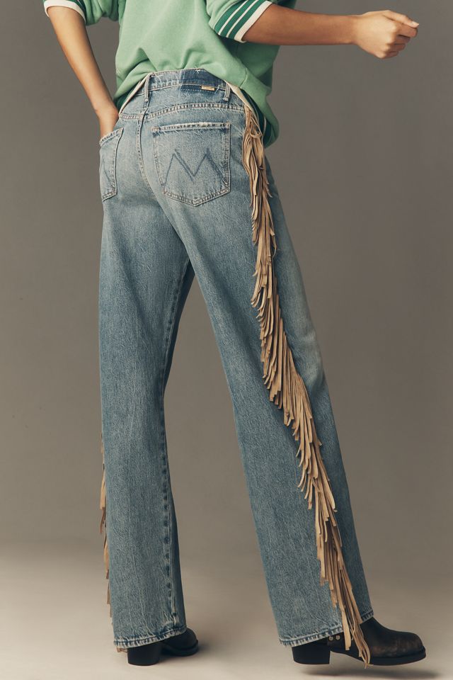 MOTHER Fringe Half Pipe Button Sneak High-Rise Wide-Leg Jeans #5